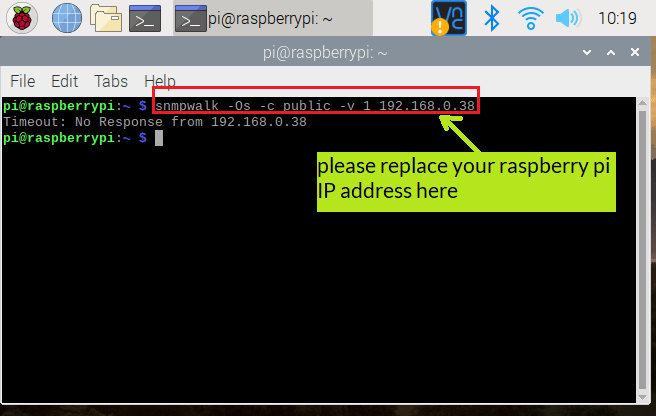 raspberry pi snmp error